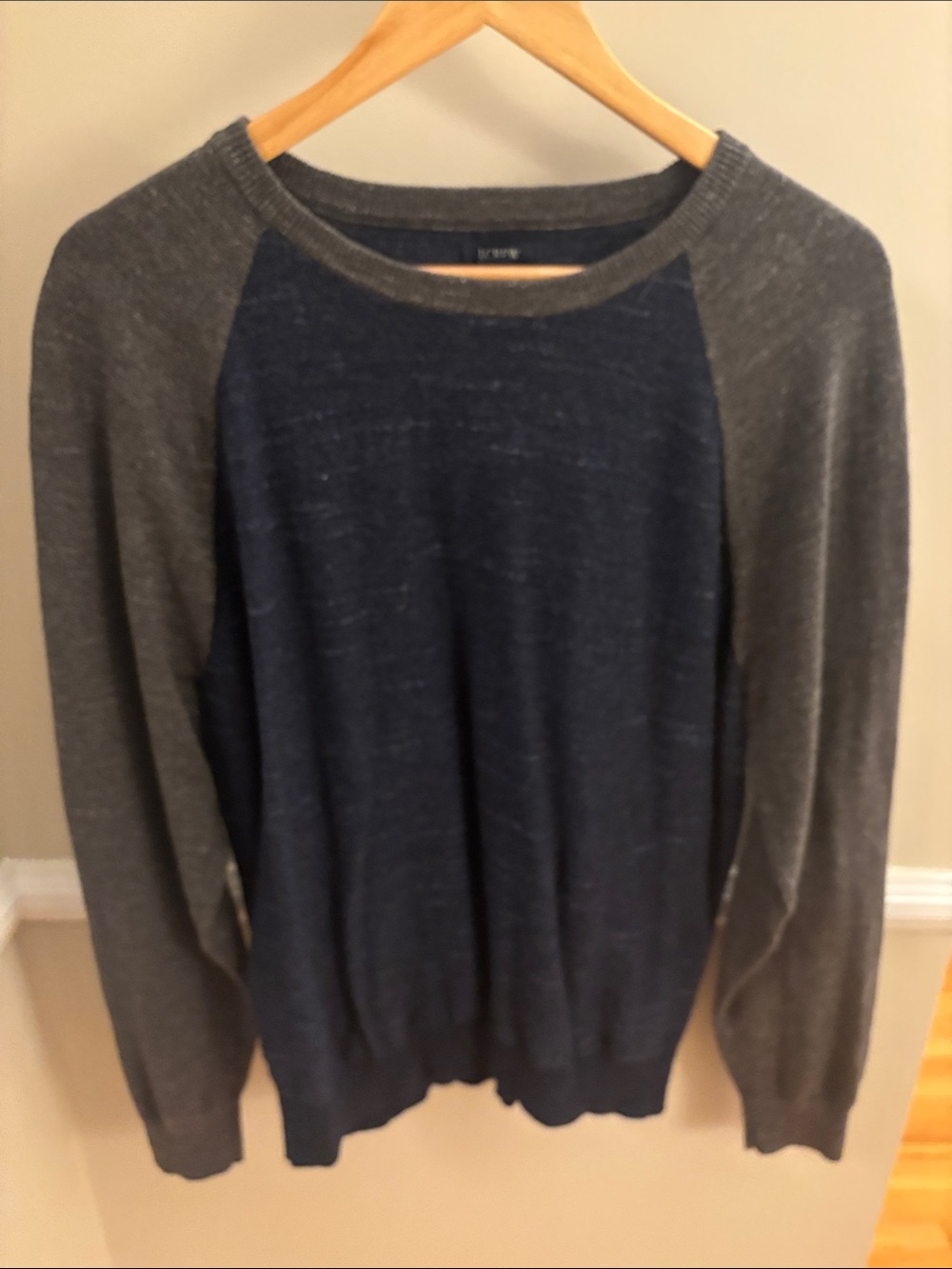 J. Crew Factory Men's Two-Tone Crewneck Sweater - Navy & Charcoal